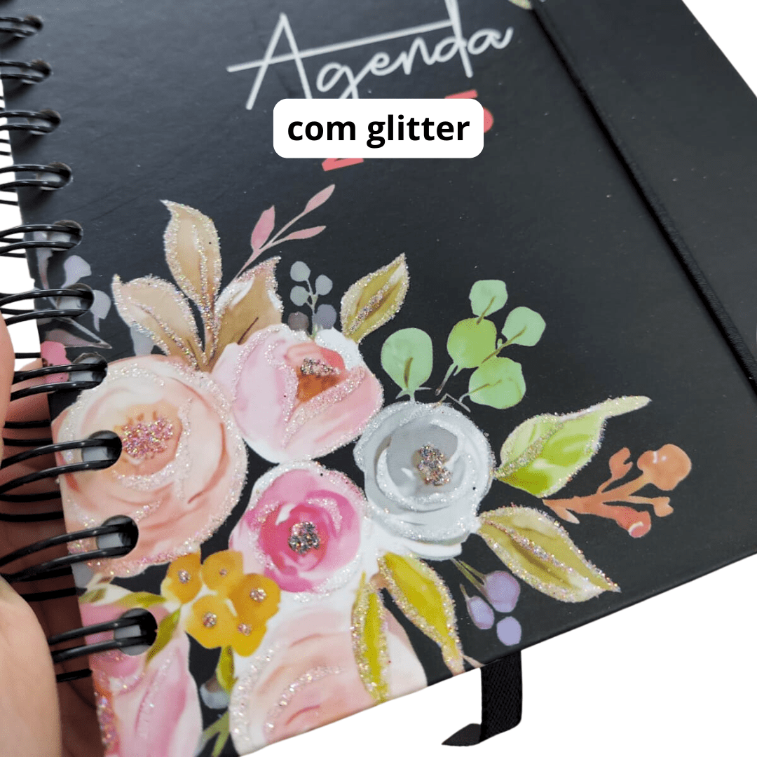 Agenda 2025 Floral Com Glitter 168 Folhas 14x19cm Cor Sortida Interponte