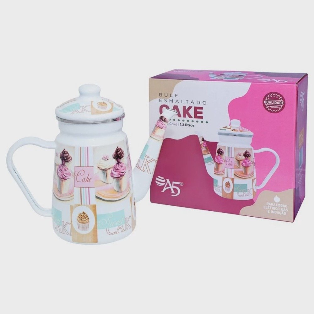Bule Esmaltado Cake 1,2L - Bom Preo Magazine