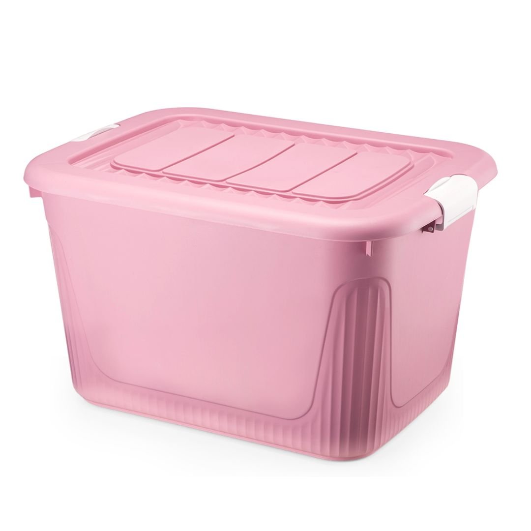 Caixa Organizadora Com Trava E Rodinhas 30 Litros Cor Rose Plasnorthon