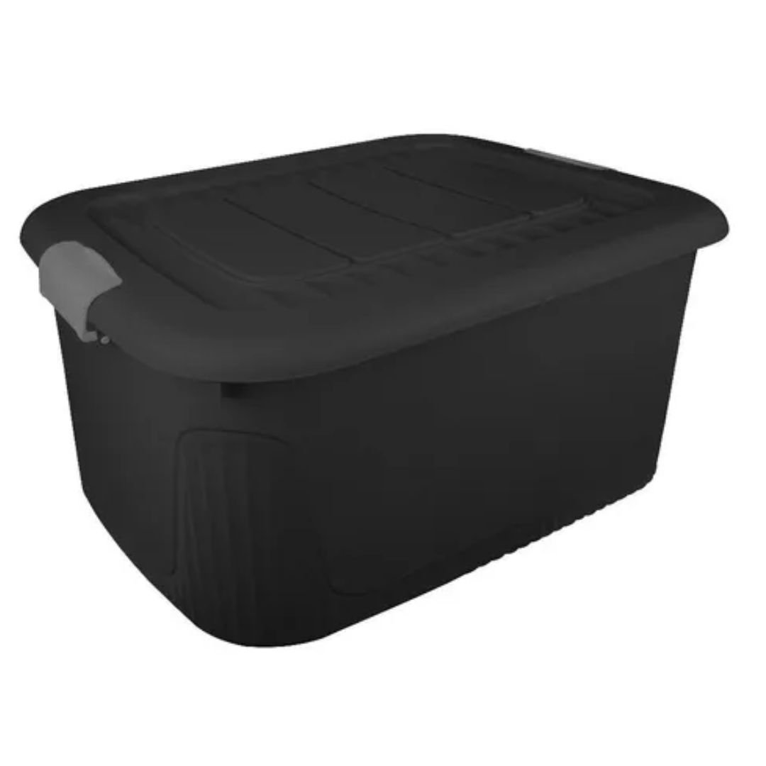 Caixa Organizadora Com Trava E Rodinhas 50 Litros Cor Preto