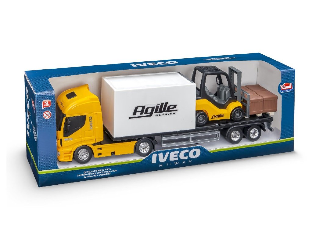 Carreta De Brinquedo Iveco Caminhão Com Baú Abre Realista