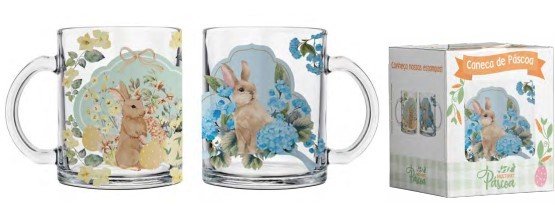 Caneca De Vidro Decorada Páscoa 320ml Sortido