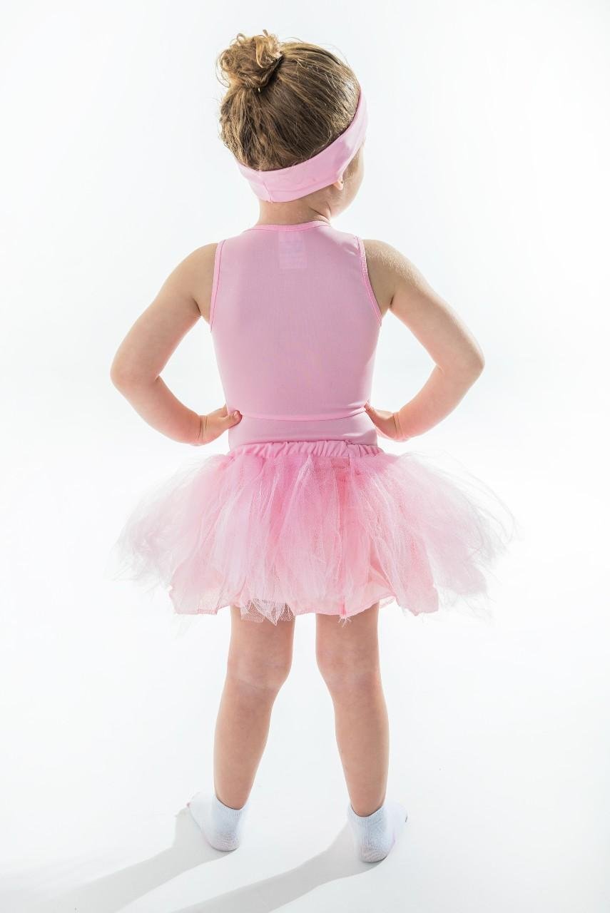 Vestido infantil rosa tema Bailarina com balões no jardim