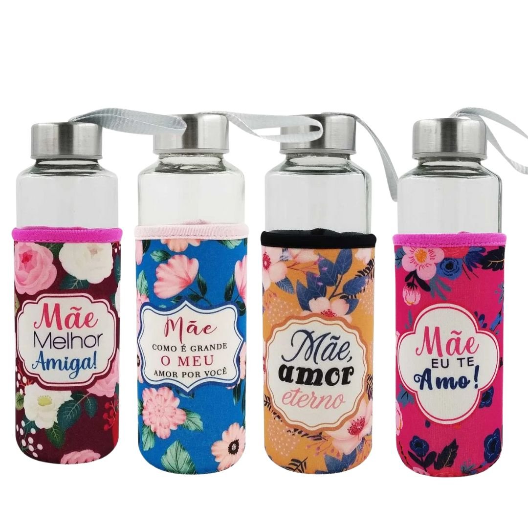 Garrafa De Vidro 400ml Mãe Dia Das Mães Sortido - Bom Preço Magazine
