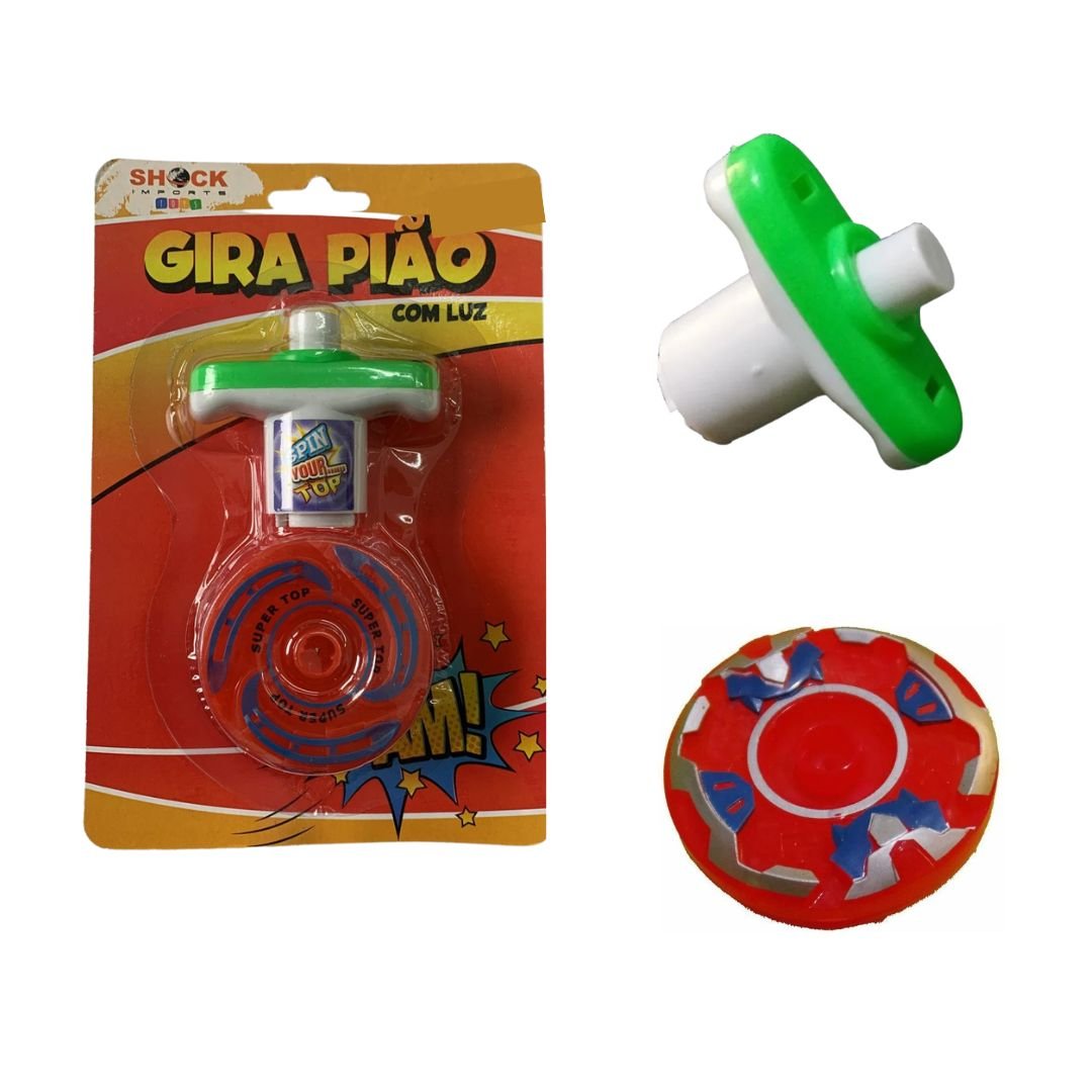 Brinquedo Vortex Pião de Plástico com Lançador