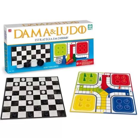 Jogo Dama Ludo Dois Tabuleiros - Bom Preço Magazine