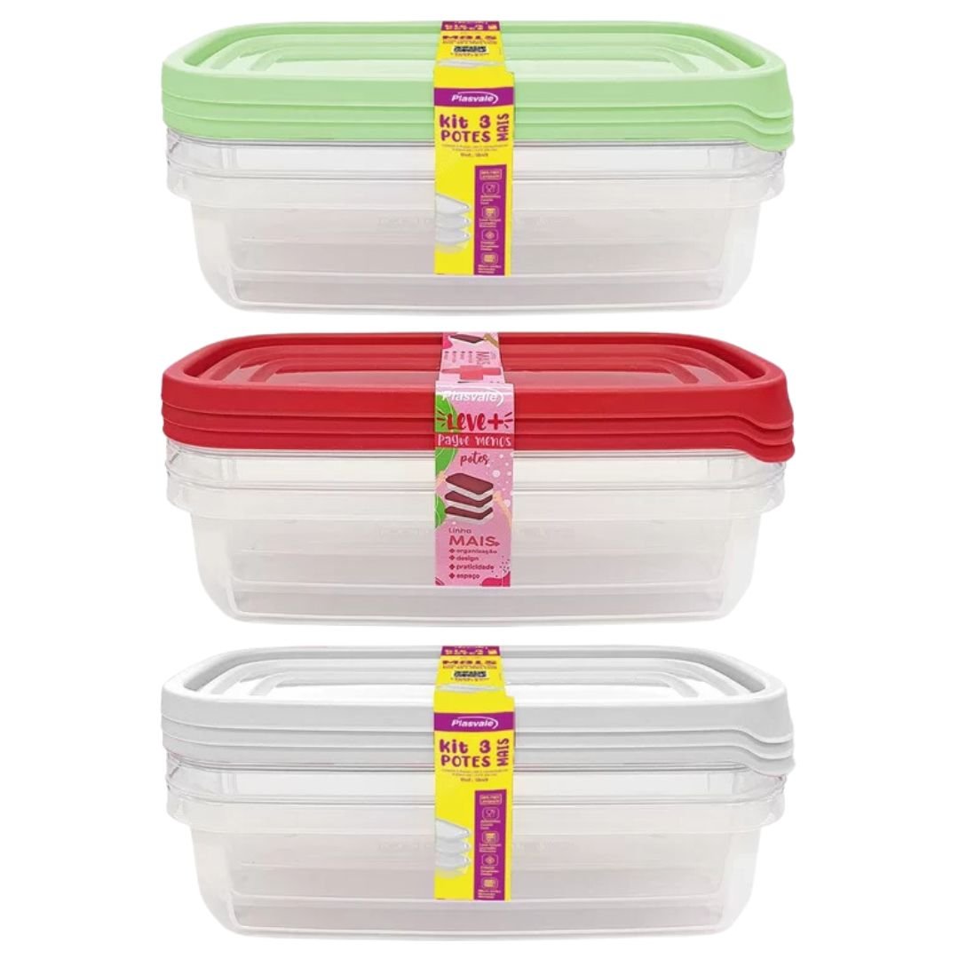 Kit 3 Potes Linha Mais 710ml Cor Sortida Plasvale