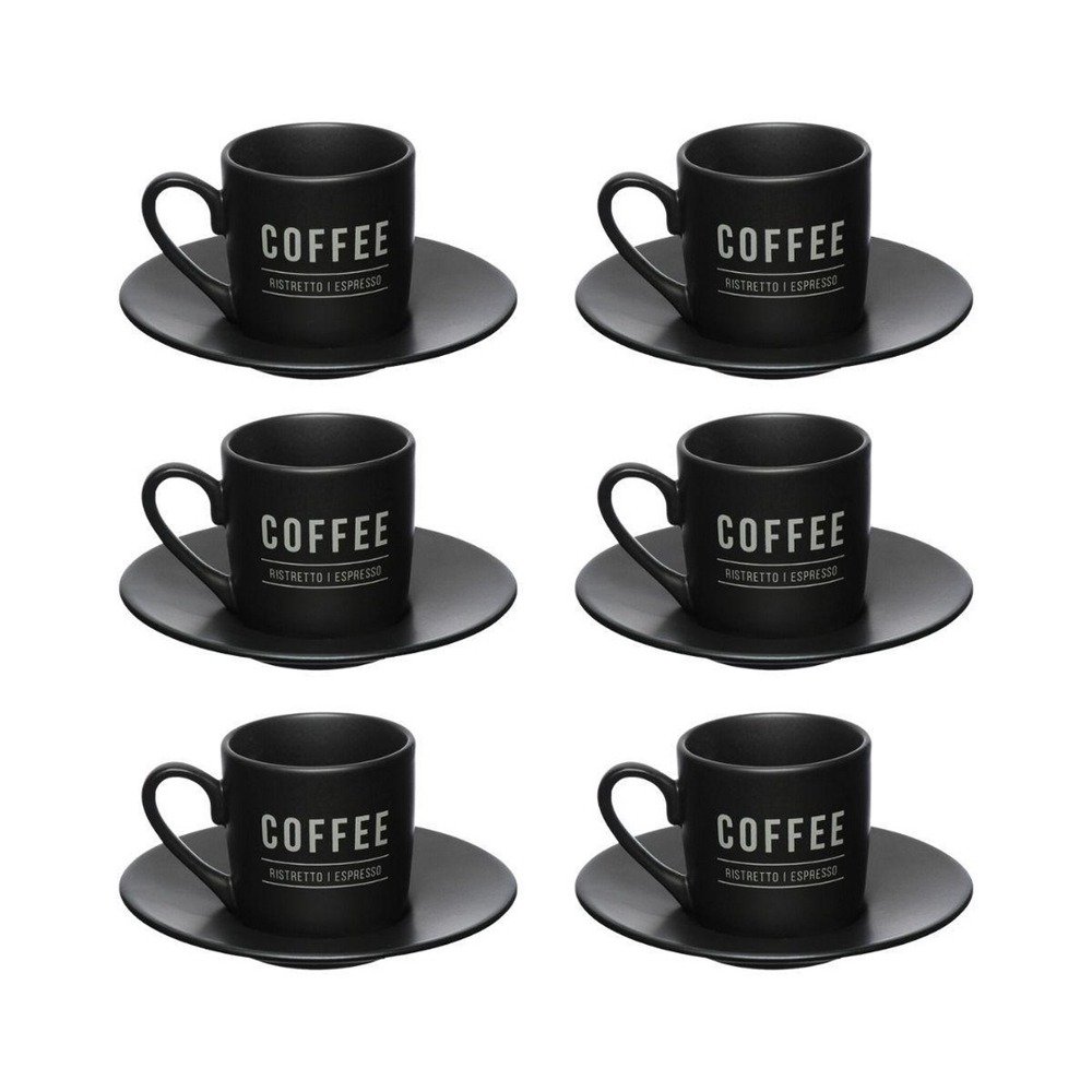 Kit 6 Xícaras Coffee Manhattan 80ml Preto - Bom Preço Magazine