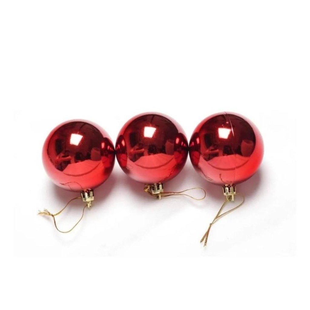 Kit Bolas De Natal Vermelho 2 Unidades 6cm - Bom Preço Magazine