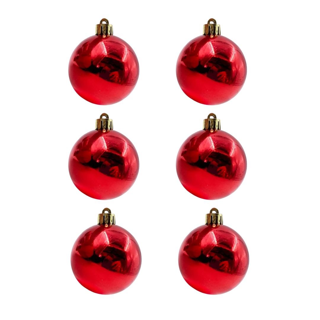 Kit Bolas De Natal Vermelho 2 Unidades 6cm - Bom Preço Magazine