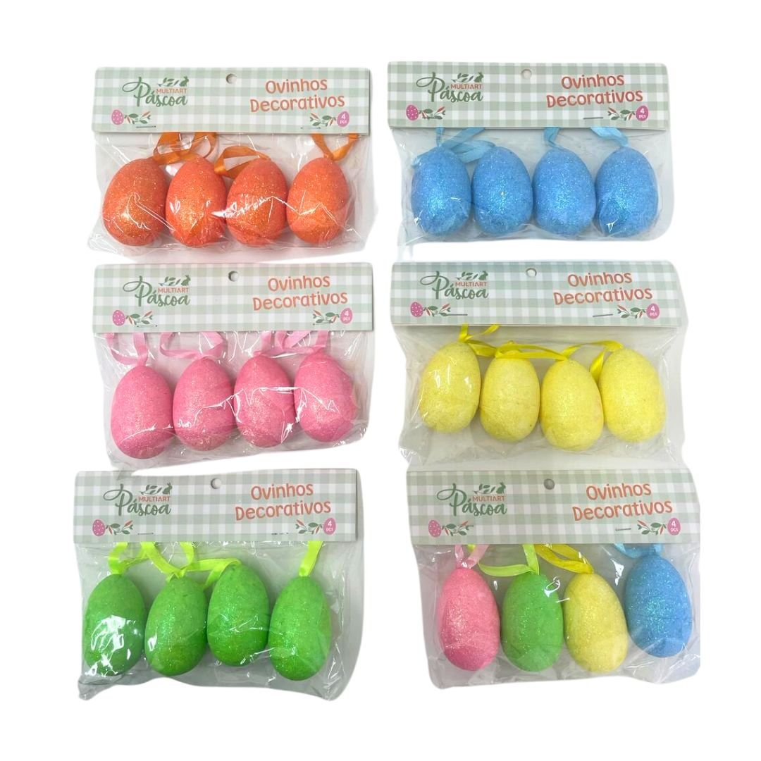 Kit Ovos De Páscoa Decorativos 4 Unidades Cores Sortidas