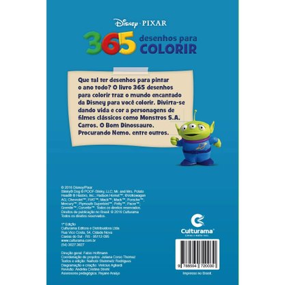 Livro 365 Desenhos Para Colorir Disney Pixar