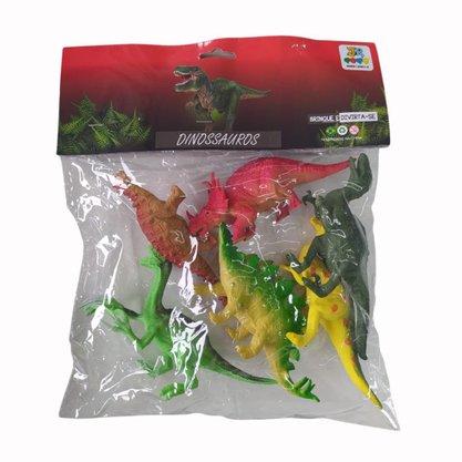 Animal Plástico Com 6 Peças Dinossauros
