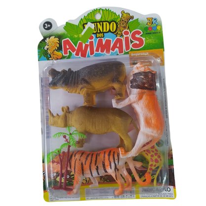 Kit Animais Da Selva Com 6 Bonecos de Plástico