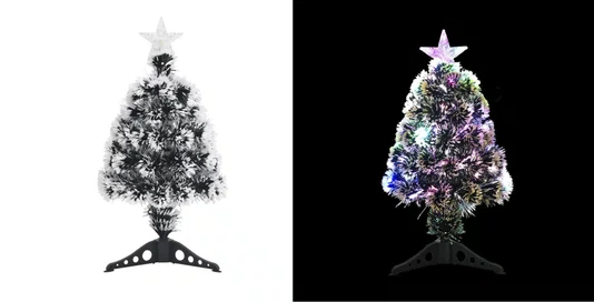 Árvore De Natal 60 CM 45 Leds Nevada Com Fibra Óptica Com Pés De Plástico Árvore De Natal 60 CM 45 Leds Nevada Com Fibra Óptica Com Pés De Plástico