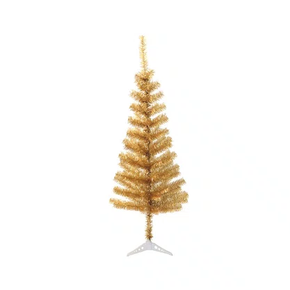 Árvore De Natal Dourada 150 CM 200 Galhos Com Pés de Plástico Branco Árvore De Natal Dourada 150 CM 200 Galhos Com Pés de Plástico Branco