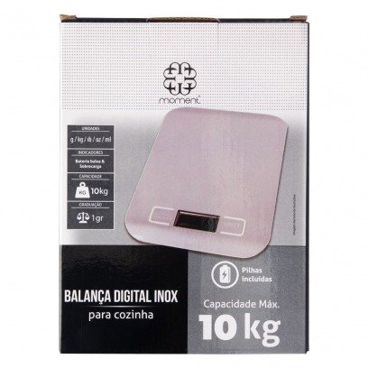 Balança Eletrônica 10kg Plástico Aço Inox