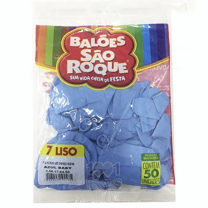 Balão 7'' Liso Azul Baby 50 Unidades