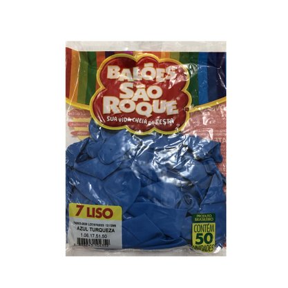 Balão 7'' Liso Azul Turquesa 50 Unidades