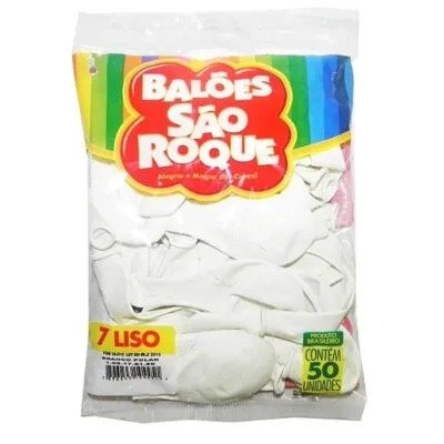 Balão 7'' Liso Branco Polar 50 Unidades