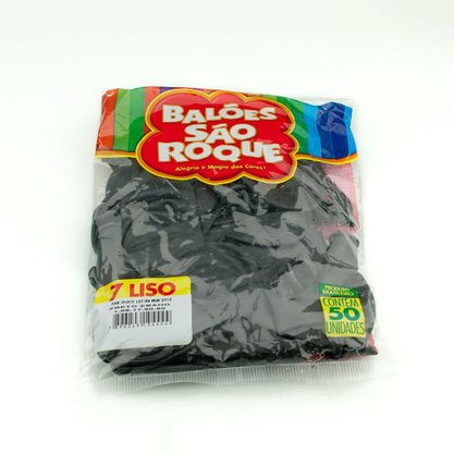 Balão 7'' Liso Preto Ébano 50 Unidades