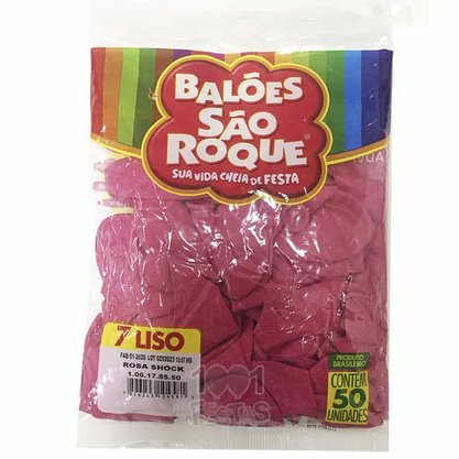 Balão 7'' Liso Rosa Shock 50 Unidades