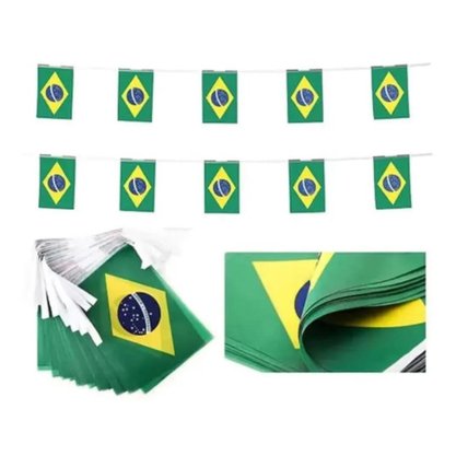 Bandeirolas Bandeira do Brasil 14x21cm Cordão Com 10 Bandeirinhas