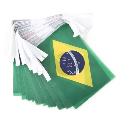 Bandeirolas Bandeira do Brasil 14x21cm Cordão Com 10 Bandeirinhas