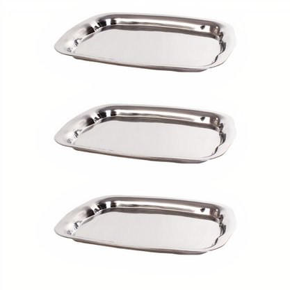 Bandeja Retangular Inox 41x30x4cm