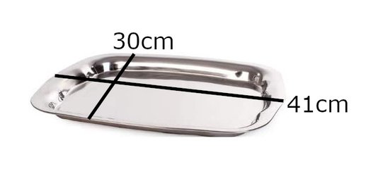 Bandeja Retangular Inox 41x30x4cm