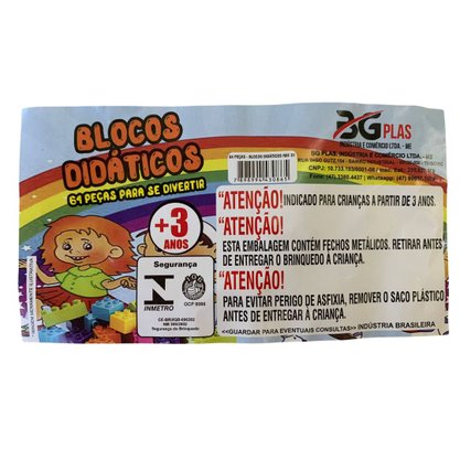 Blocos Didáticos 64 Peças BG Plas