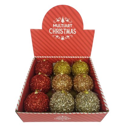 Bola De Natal Avulsa Com Glitter 10cm