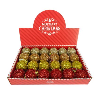 Bola De Natal Avulsa Com Glitter 6cm