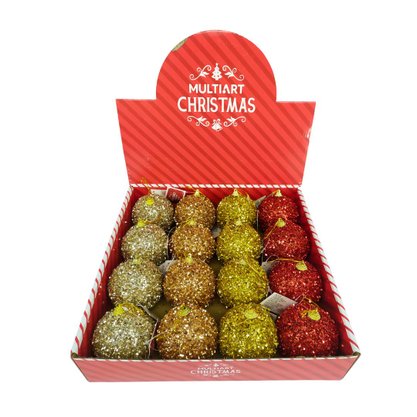 Bola De Natal Avulsa Com Glitter 8cm