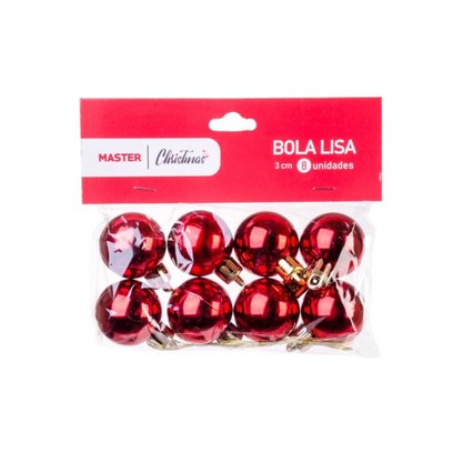 Kit Bolas Lisas 3cm Simples Básica Com 8 Unidades Vermelho