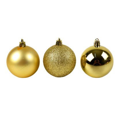 Kit Bolas De Natal 5cm Dourada Mista 12 Unidades
