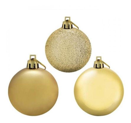 Kit Bolas De Natal 5cm Dourada Mista 12 Unidades