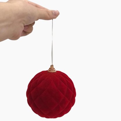 Bola De Natal Gomos Camurça Vermelho 8cm
