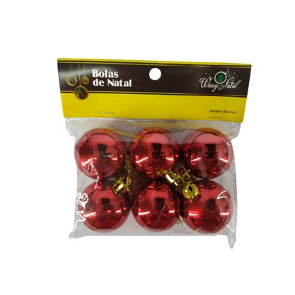 Kit Bolas Natal Lisa 4cm Vermelho 6 Unidades