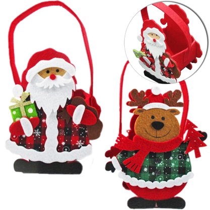 Bolsa Cachepô Natal Papai Noel E Rena 