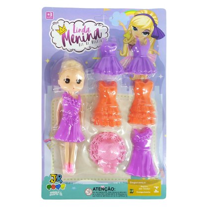 Boneca Linda Menina Plástico Fashion