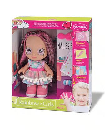 Boneca Rainbow Nails Pink Castanho