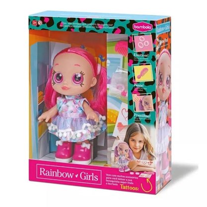 Boneca Rainbow Tattoo Pink Bambola