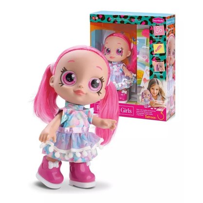 Boneca Rainbow Tattoo Pink Bambola