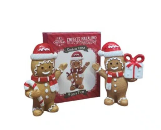 Boneco Enfeite De Natal Biscoito Resina 9 CM