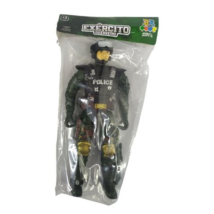 Boneco Polícia Exército Com Acessório Jr Toys