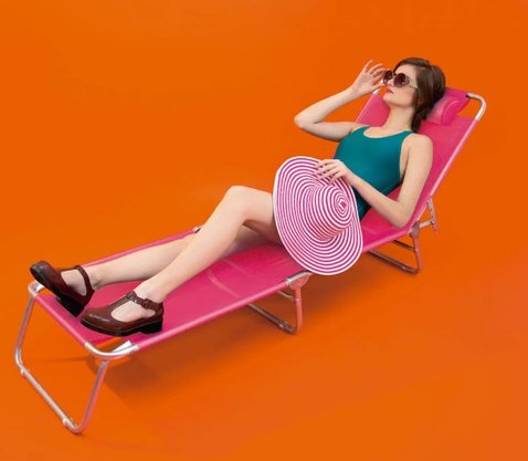 Cadeira De Praia Espreguiçadeira Alumínio Rosa