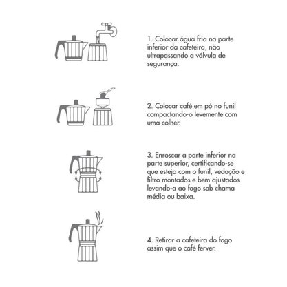 Cafeteira Italiana 6 Xícaras Alumínio
