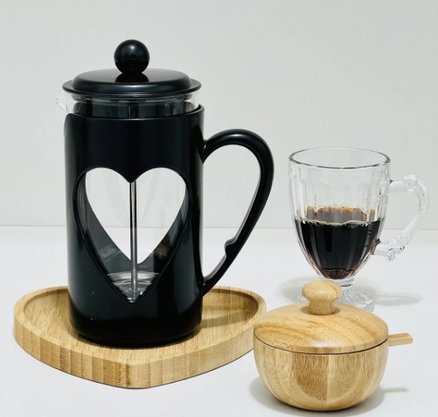 Cafeteira Prensa Francesa De Vidro Coração 660ml