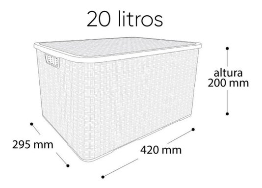 Caixa Organizadora Com Tampa Rattan 20L Preto
